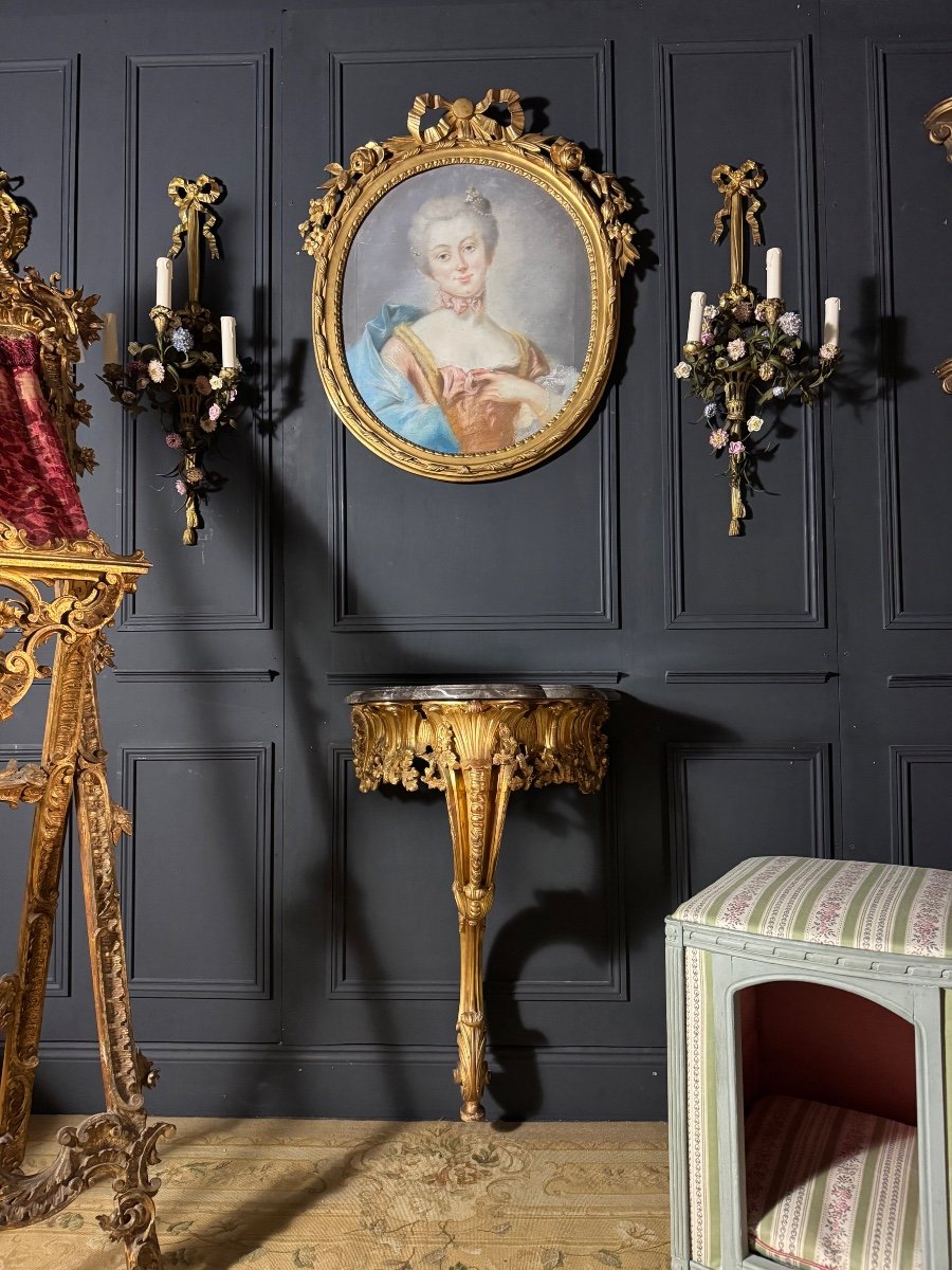 Napoleon III Period Console Table In Gilded And Carved Wood - 19th Century -photo-3