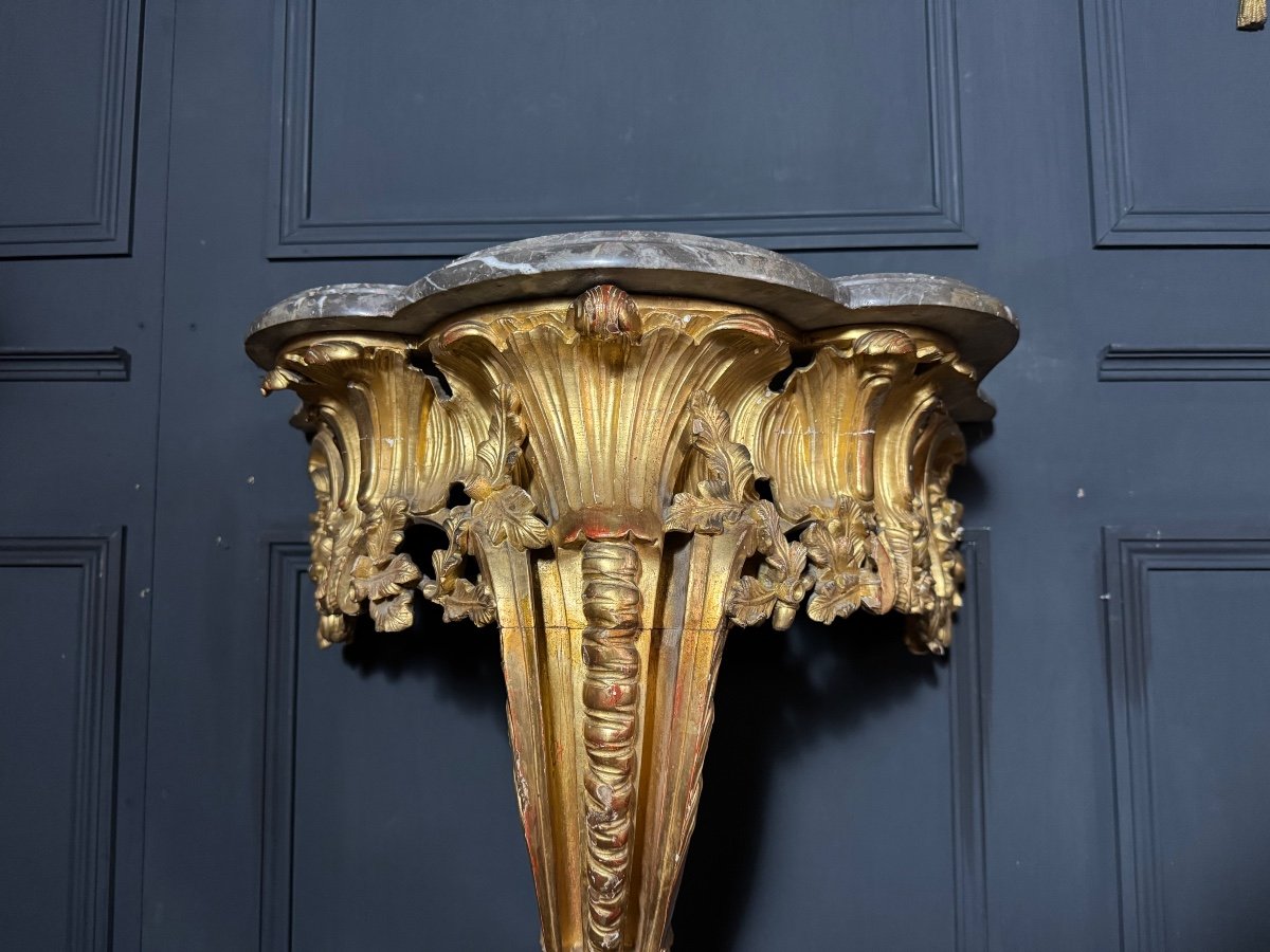 Napoleon III Period Console Table In Gilded And Carved Wood - 19th Century -photo-2