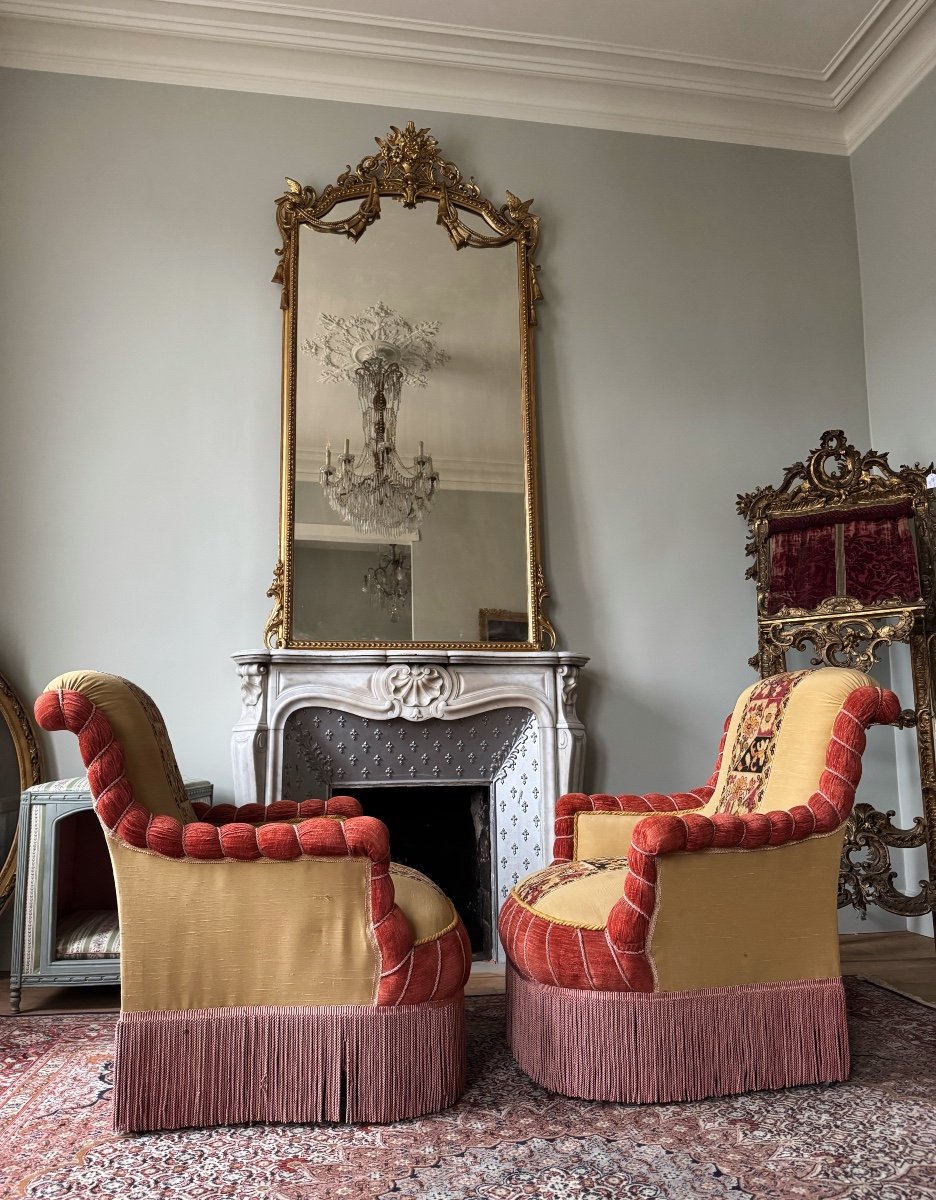 Pair Of Napoleon III Period "toad" Armchairs - 19th Century -photo-1