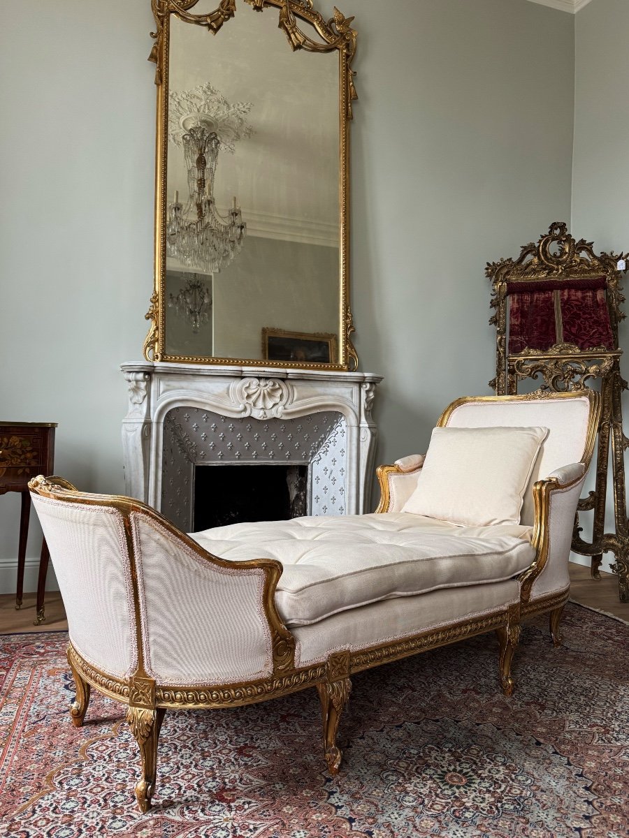 19th Century Duchess In Boat In Gilded And Carved Wood In Louis XVI Style-photo-2