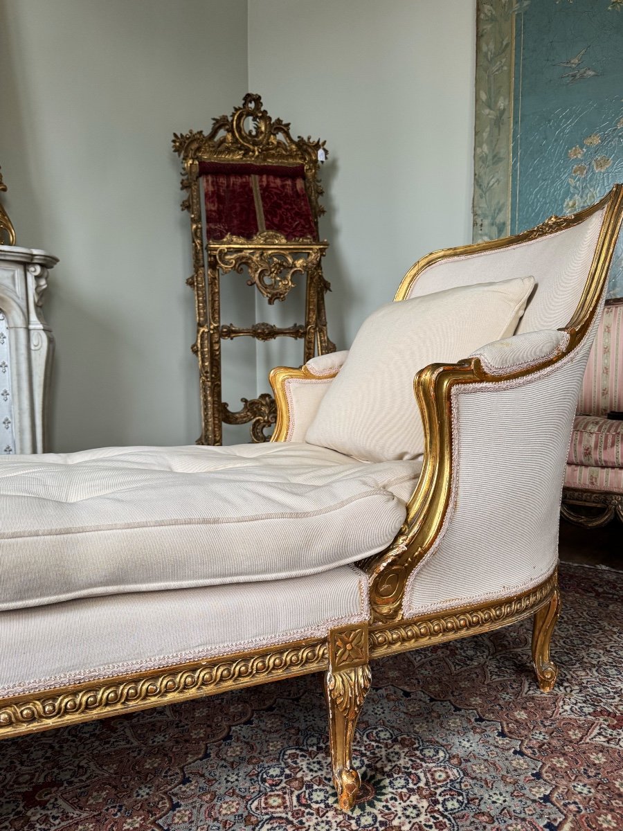 19th Century Duchess In Boat In Gilded And Carved Wood In Louis XVI Style-photo-4