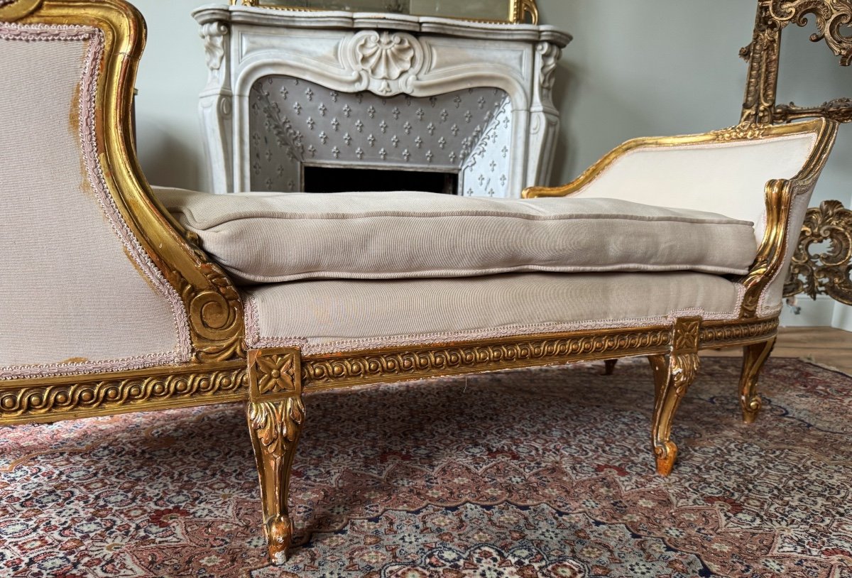 19th Century Duchess In Boat In Gilded And Carved Wood In Louis XVI Style-photo-4