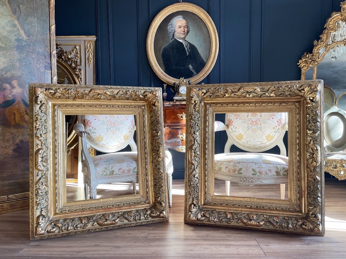 Pair Of Napoleon III Period Frames In Gilded Wood - 19th Century-photo-2