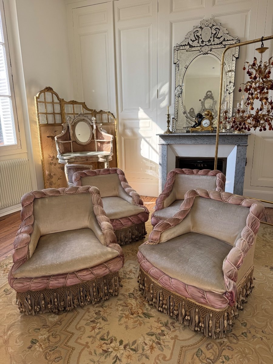 Ensemble De 4 Fauteuils D’époque Napoléon III - XIXe Siècle 