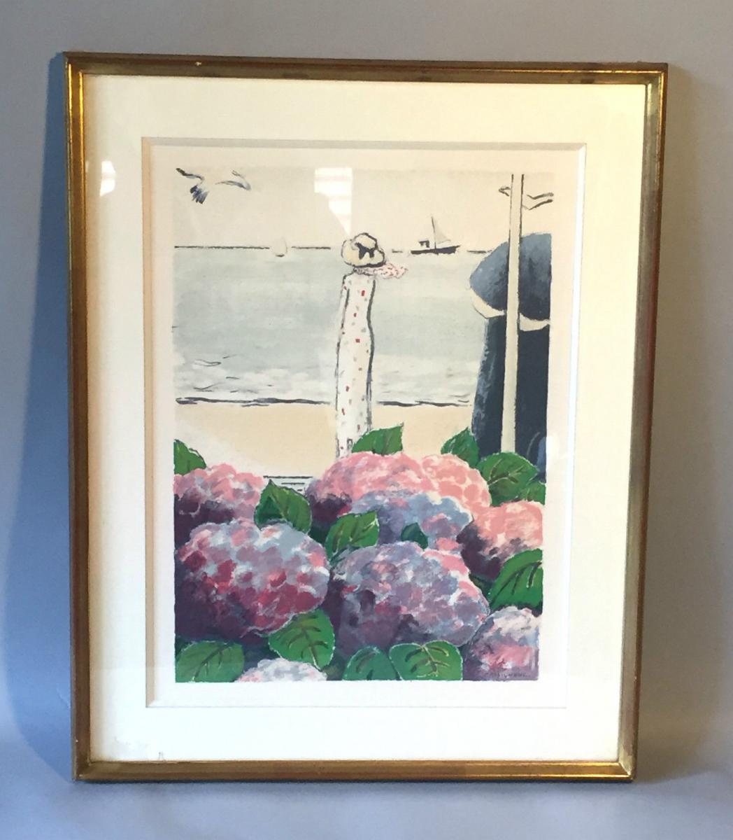 Lithograph Framed Under Glass Of "jean Pierre Cassigneul" 54 X 43 Cm-photo-3