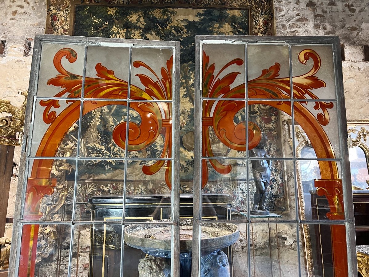 Pair Of Stained Glass From The 1900s - Decorative Elements-photo-3