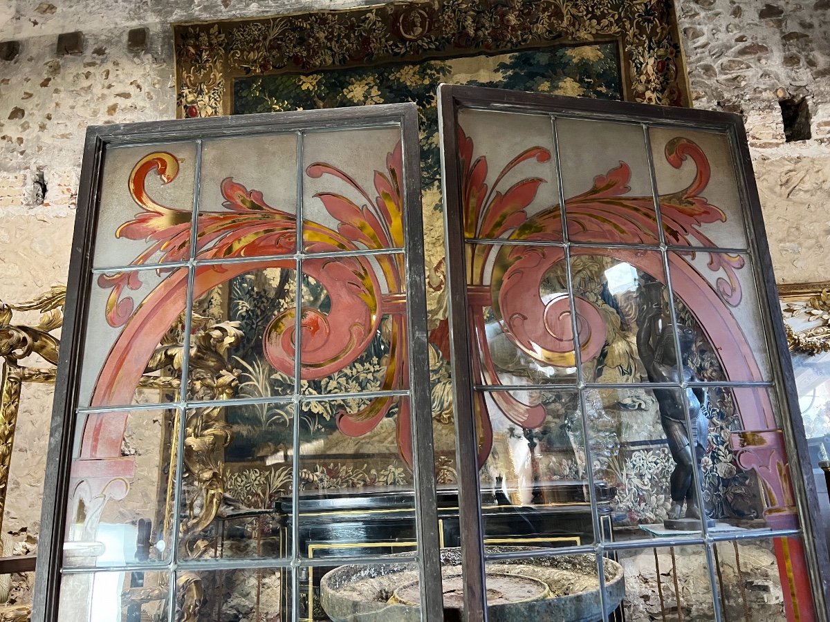 Pair Of Stained Glass From The 1900s - Decorative Elements-photo-7