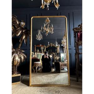 Miroir De Cheminée D’époque Louis Philippe En Bois Doré (1m88x1m03) XIXe  