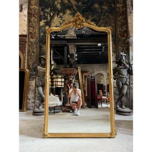 Napoleon III Period Fireplace Mirror In Gilded Wood With Louis XV Style Leaf