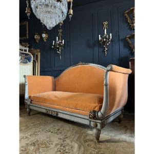 Napoleon III Period Sofa In Painted And Gilded Wood With Cornucopia Decor