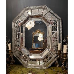 Late 19th Century Venetian Mirror In Etched Glass - Italy, Venice