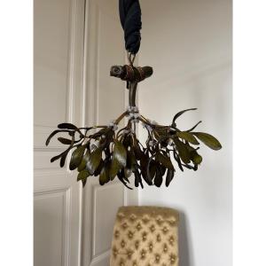 Art Nouveau Bronze Mistletoe Chandelier - 20th Century