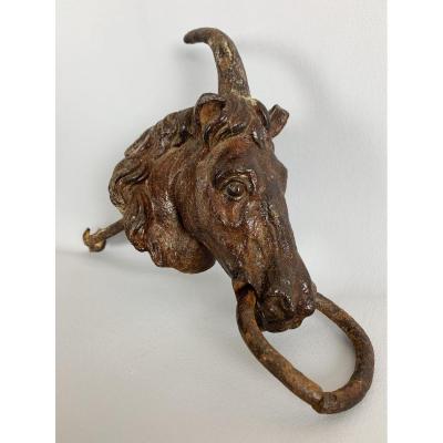 Horse Attachment Ring From The End Of The Eighteenth Cast Iron Representing A Unicorn