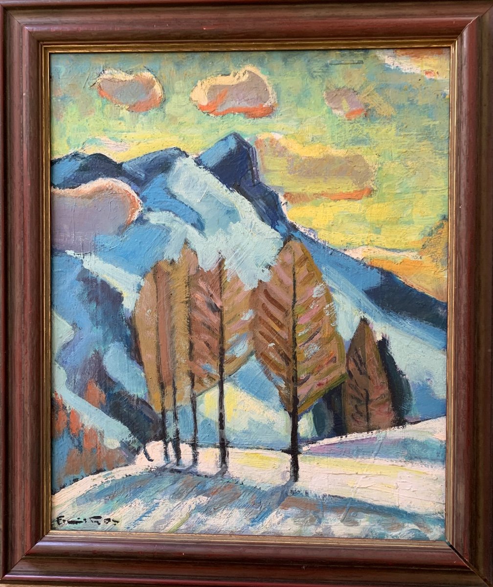 Swiss School François Gos Mountain Landscape 