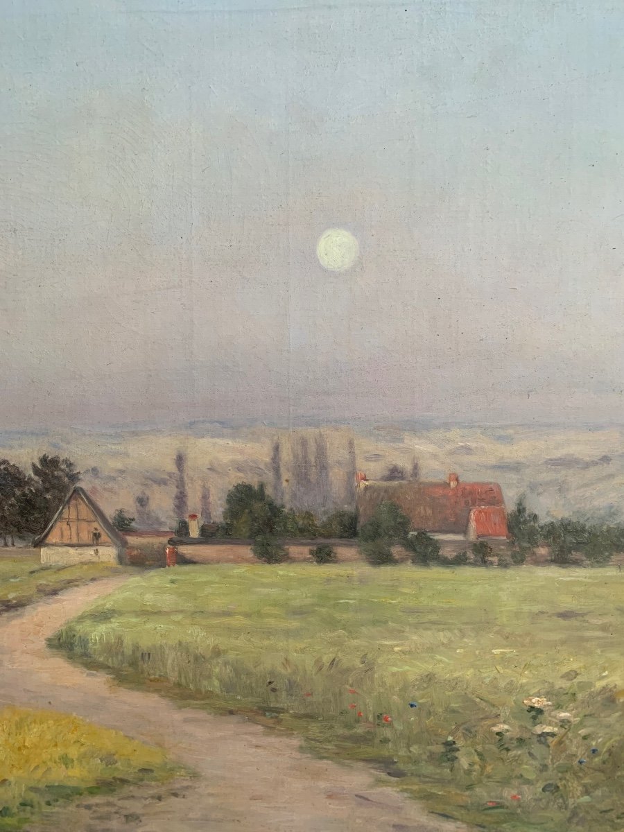 école De Barbizon Couché De Soleil En Campagne Par Hippolyte Camille Delpy-photo-2