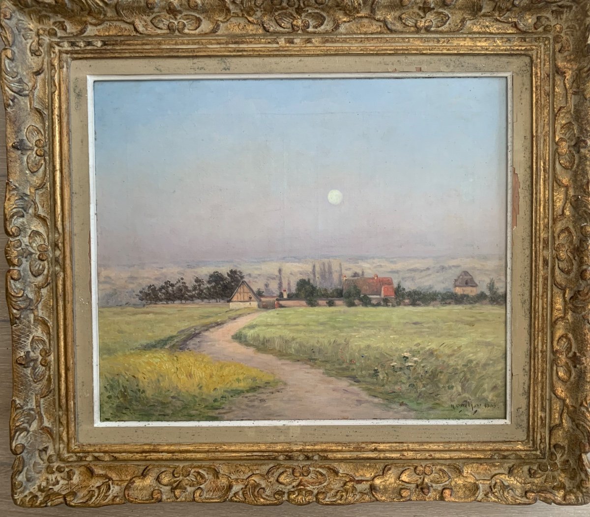 école De Barbizon Couché De Soleil En Campagne Par Hippolyte Camille Delpy