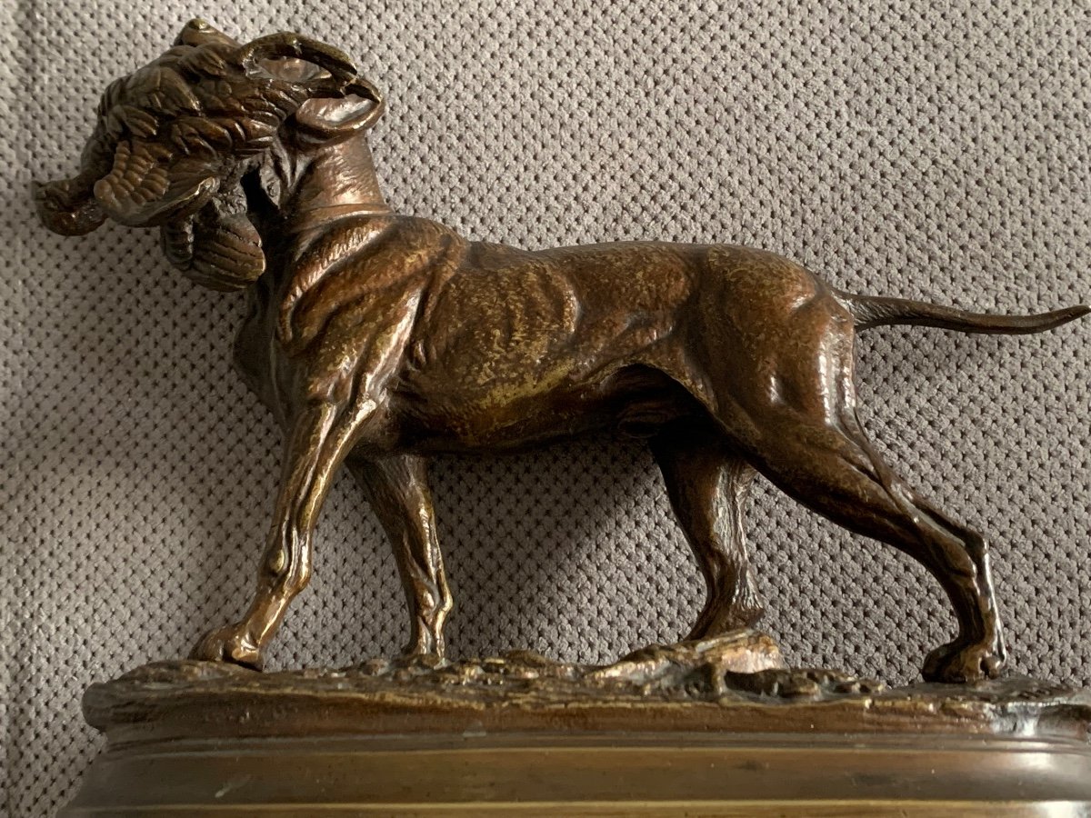 Edouard Delabriere (1829-1912) Dog And Woodcock Bronze-photo-3