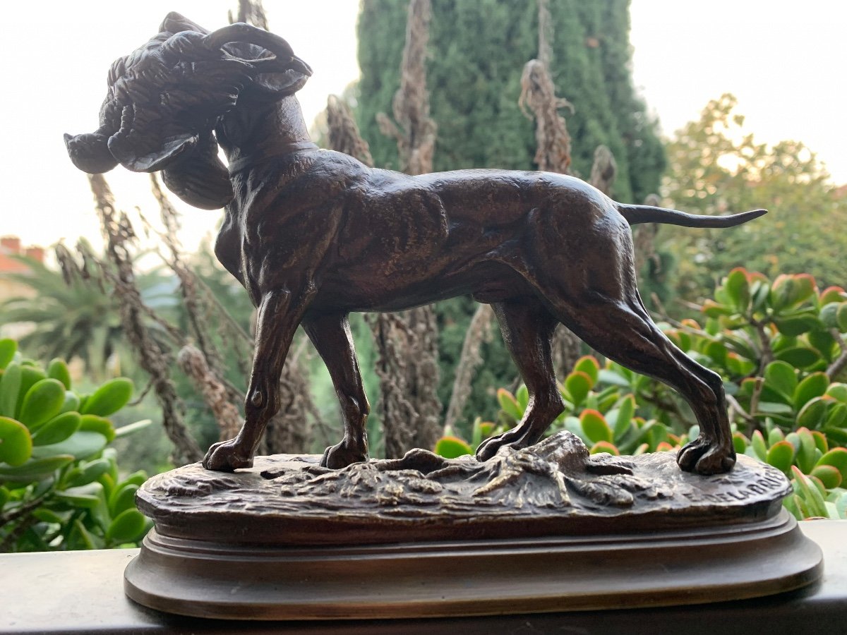 Edouard Delabriere (1829-1912) Dog And Woodcock Bronze-photo-4