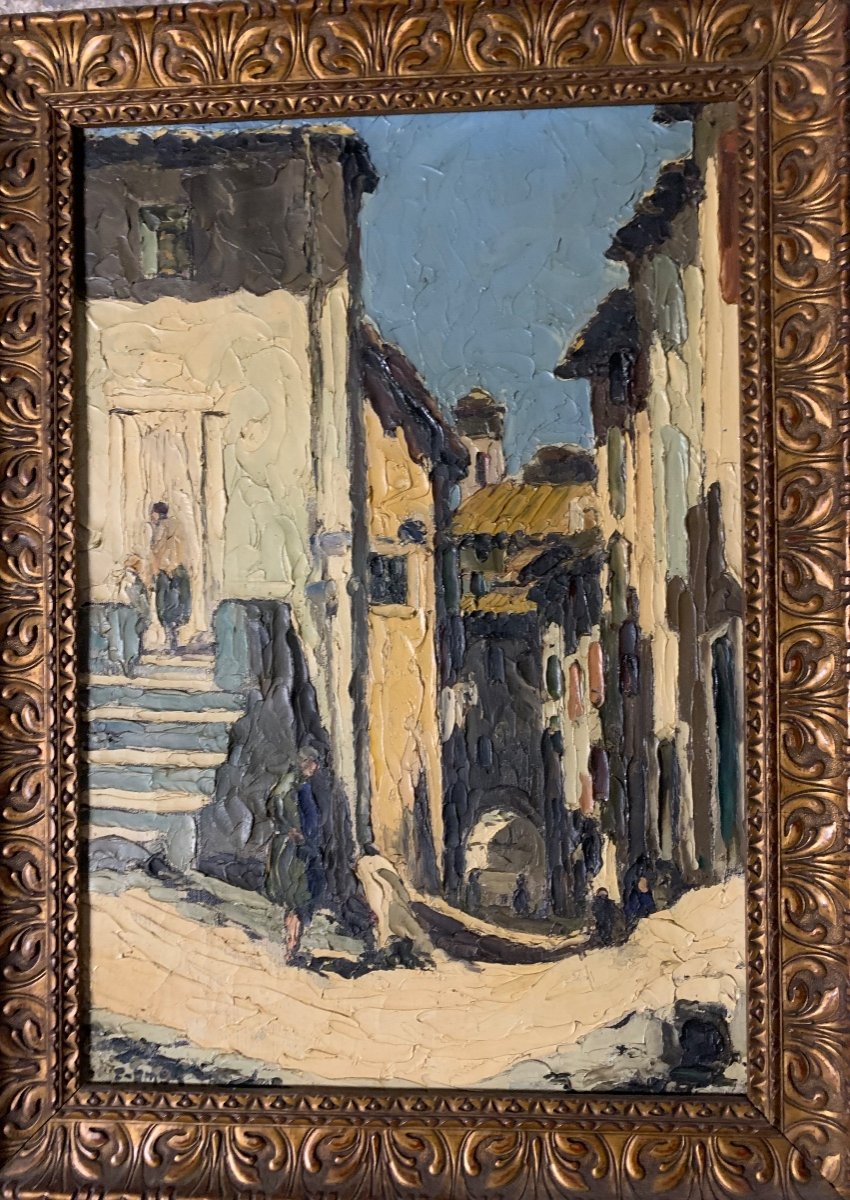 François Omer View Of Pézenas François Omer (1885-1950)-provençal School 