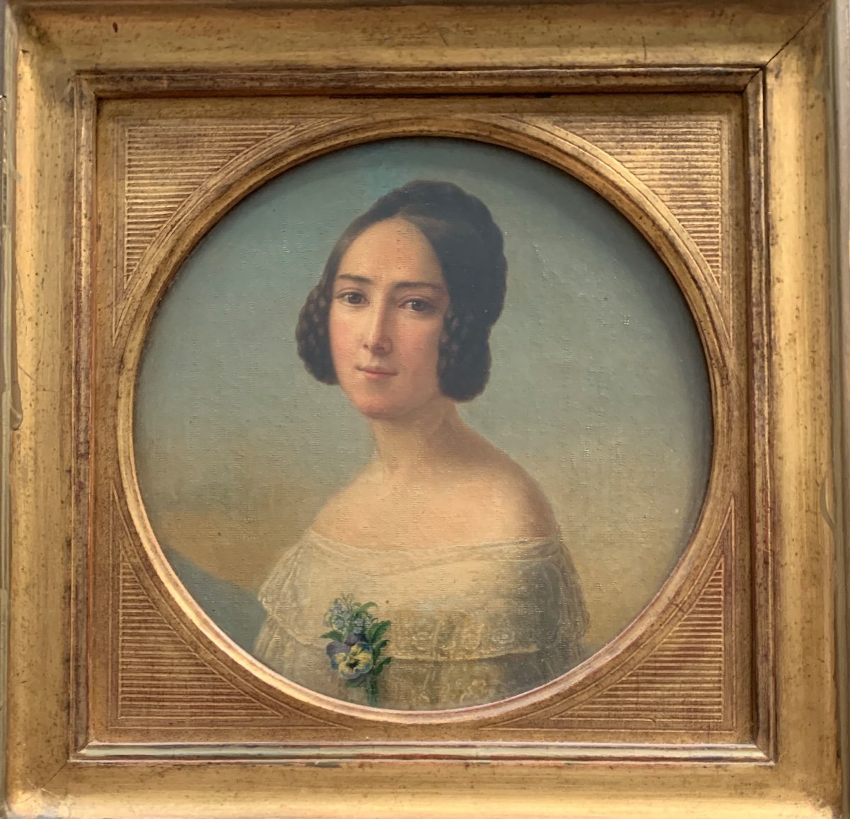 Portrait De Jeune Femme Milieu Du XIX Siècle -photo-2