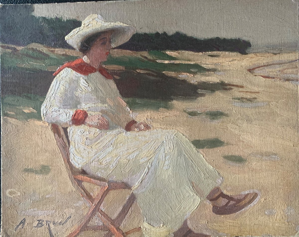 Femme Sur La Plage Par Alexandre Brun (1854-c.1941)