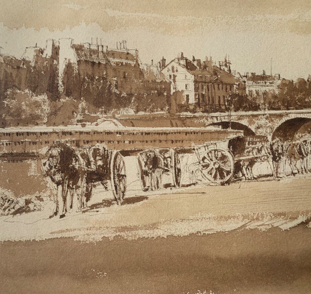 Léon Jean Baptiste Sabatier 1827-1887 Paris Le Pont Royal -photo-2