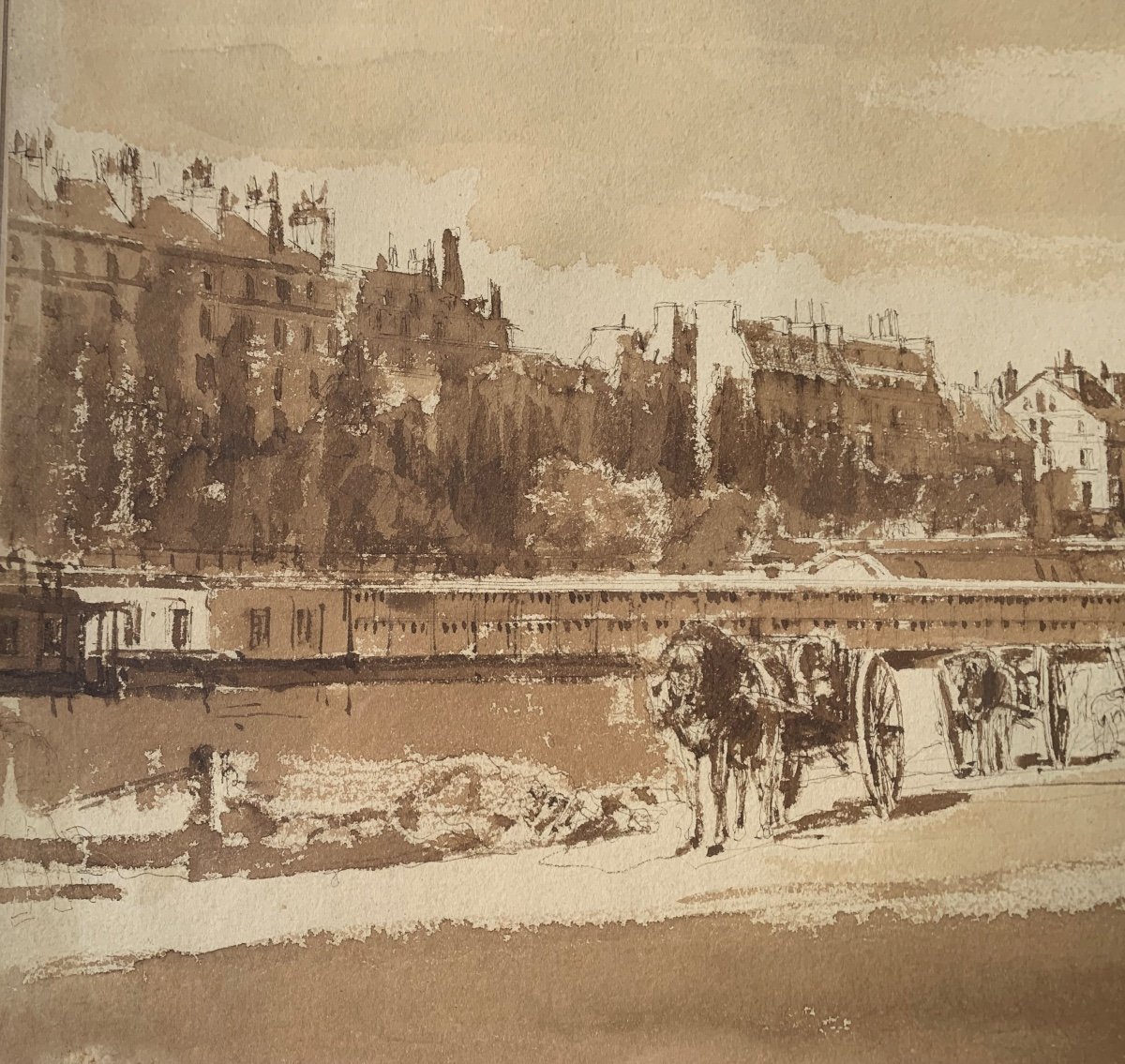 Léon Jean Baptiste Sabatier 1827-1887 Paris Le Pont Royal -photo-3