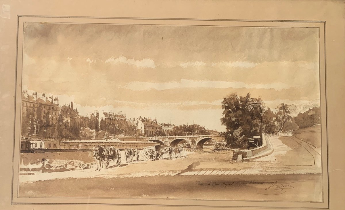 Léon Jean Baptiste Sabatier 1827-1887 Paris Le Pont Royal -photo-3