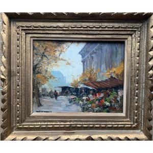 Paris Marché Aux Fleurs à La Madeleine Par Léon Launay 