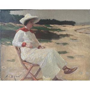 Femme Sur La Plage Par Alexandre Brun (1854-c.1941)