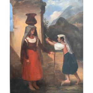 Woman At The Well Italian School Early 19th Century 