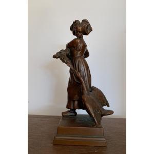 Bronze Albert Schultz (1871-1953)  Gänseliesel Ou l'Alsacienne