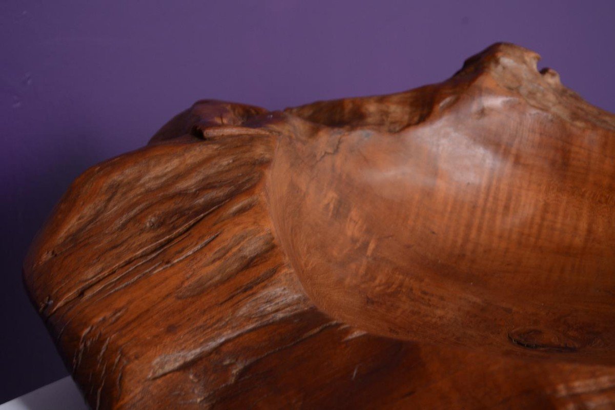 Empty Pocket / Brutalist Sculpture In Olive Wood, Dating From The 70s-photo-4