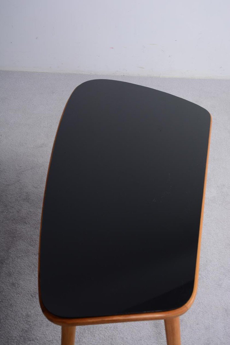 Table basse forme libre, verre noir datant des années 60-photo-4