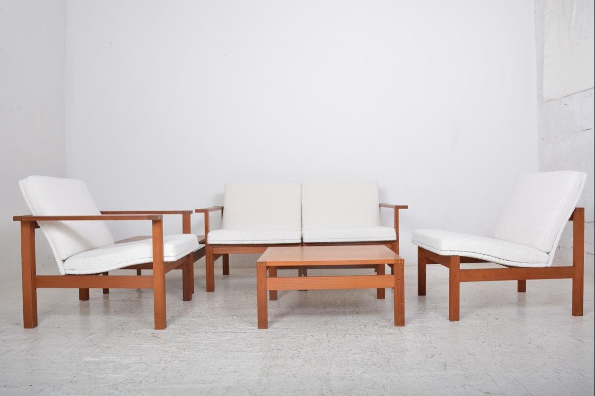 Set de 4 fauteuils et 2 tables basses « Moduline » conçu par Ole Gjerlov Knudsen & Torben -photo-2