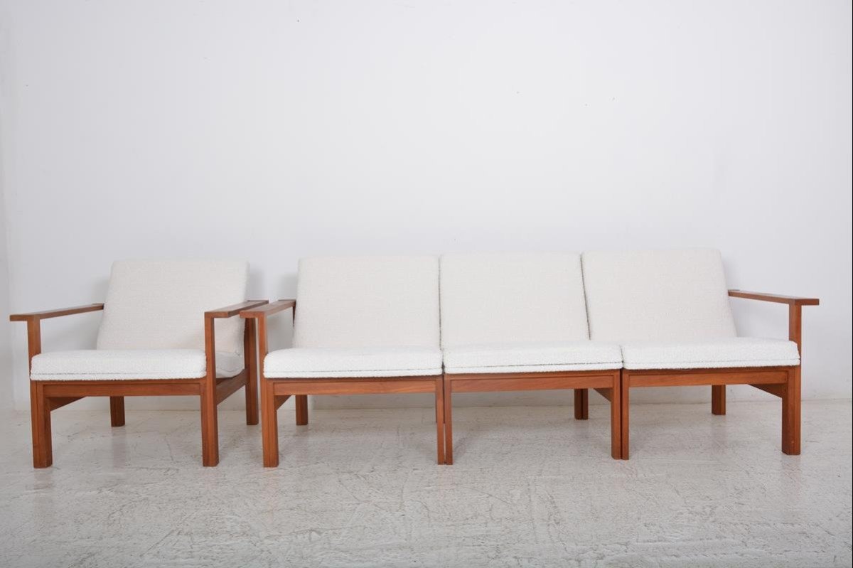 Set de 4 fauteuils et 2 tables basses « Moduline » conçu par Ole Gjerlov Knudsen & Torben -photo-4