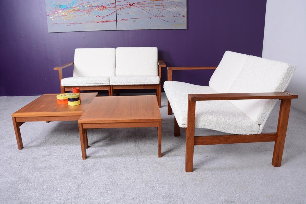 Set de 4 fauteuils et 2 tables basses « Moduline » conçu par Ole Gjerlov Knudsen & Torben -photo-8