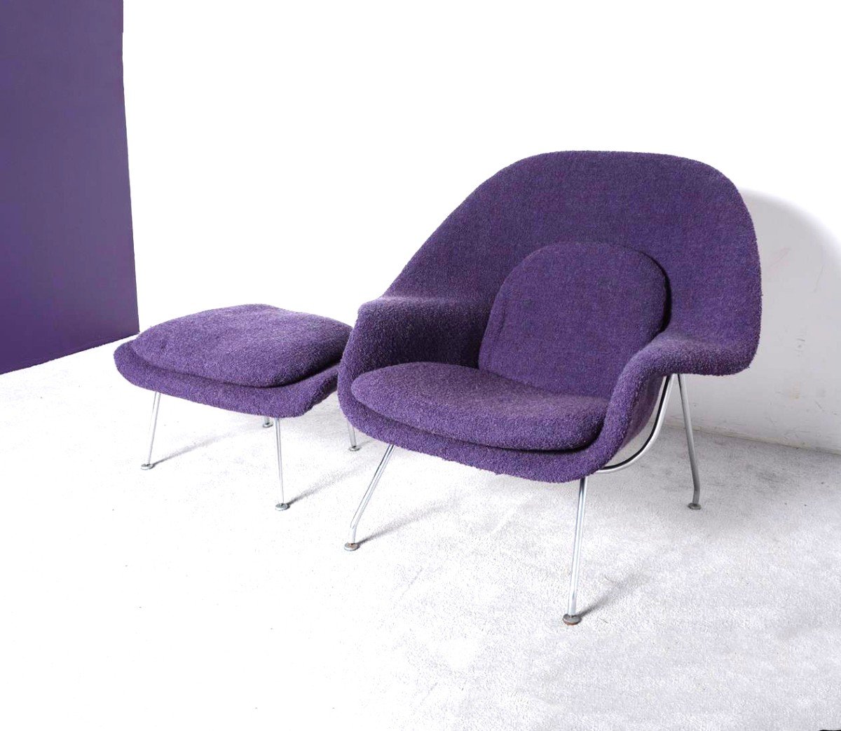 Fauteuil « womb chair » et son ottoman conçu par Eero Saarinen édité par Knoll -photo-3