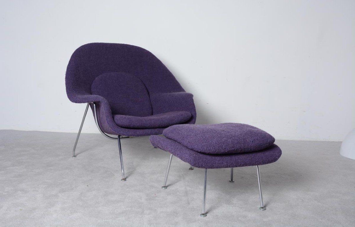 Fauteuil « womb chair » et son ottoman conçu par Eero Saarinen édité par Knoll 