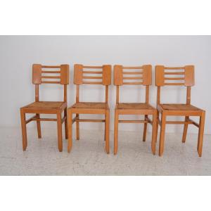  Suite Of 4 Chairs By Pierre Cruège Dating From The 1950s.