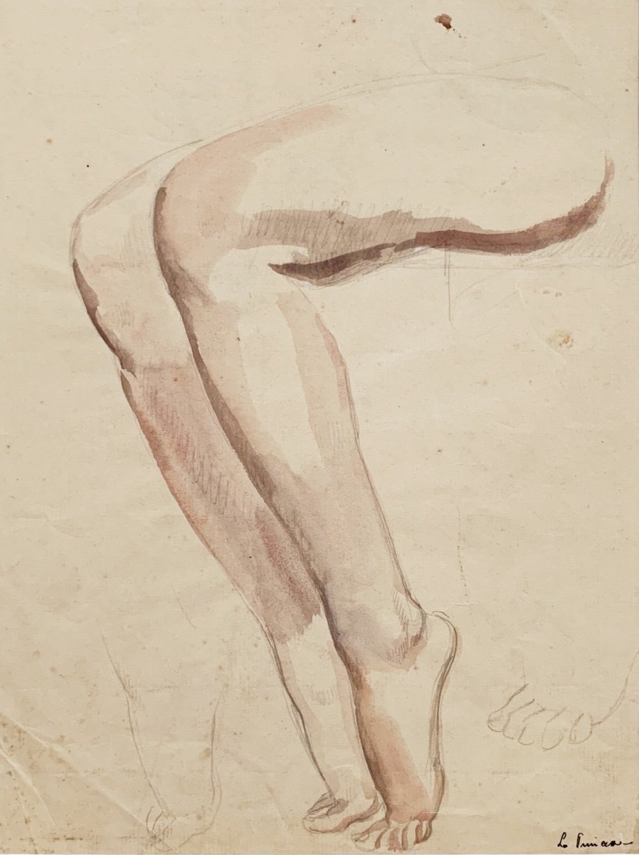 Raphaël Delorme (1885-1962), Etude de jambes, aquarelle et crayon sur papier