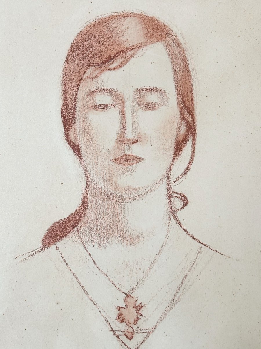 Erich Hermès (1881-1971), Portrait Of A Woman, 1929, Red Chalk On Paper-photo-3