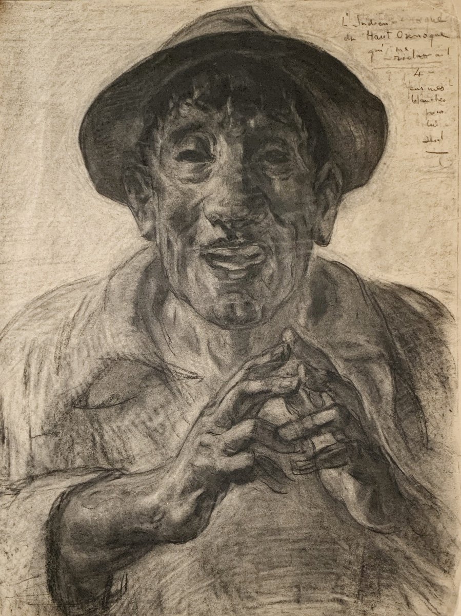 Henry MIRANDE (1877-1955), Autoportrait, circa 1940, fusain sur papier
