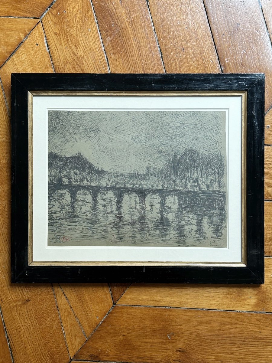 Maximilien Luce (1858-1941), Paris, Pont Sur La Seine, Encre Sur Papier-photo-4