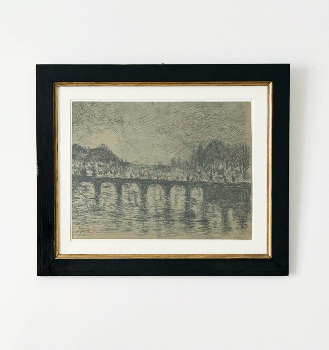 Maximilien Luce (1858-1941), Paris, Pont Sur La Seine, Encre Sur Papier