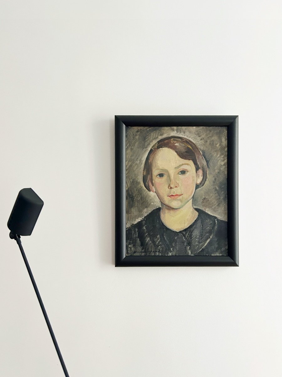 Mercédès LEGRAND (1893-1945), Portrait de jeune femme, circa 1935, huile sur panneau-photo-2