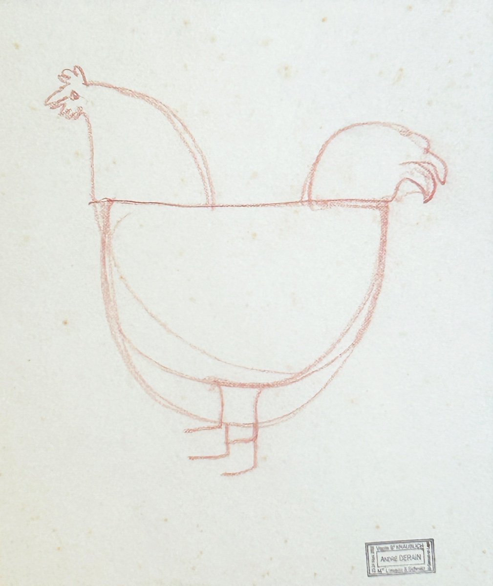 André Derain (1880-1954), étude De Poule, Sanguine Sur Papier