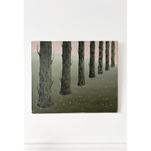 Hubert Aicardi (1922-1991), Paysage aux troncs d'arbres, 1964, huile sur toile