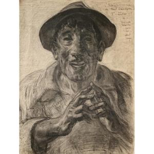 Henry Mirande (1877-1955), Self-portrait, Circa 1940, Charcoal On Paper