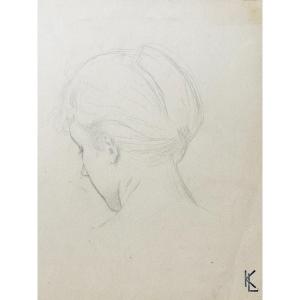 Leopold Kowalsky (1856-1931), Etude de femme de dos, mine de plomb sur papier